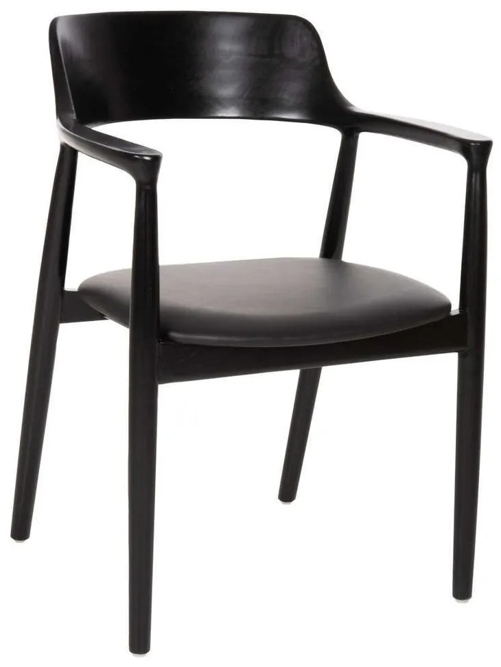 Πολυθρόνα Τραπεζαρίας Kween HM9634.02 58x53x80cm Από Ξύλο Μαόνι &amp; Vinyl Black Wood, Technoderma