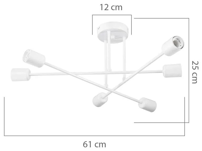 Φωτιστικό οροφής εξάφωτο PWL-1122 Ε27 χρυσό Φ61x25εκ