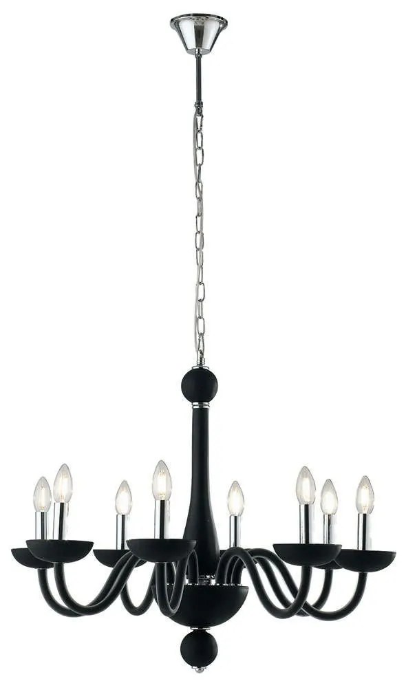 Φωτιστικό Οροφής Alfiere I-ALFIERE/8 NERO 8xE14 Φ74cm 178cm Black Luce Ambiente Design Glass