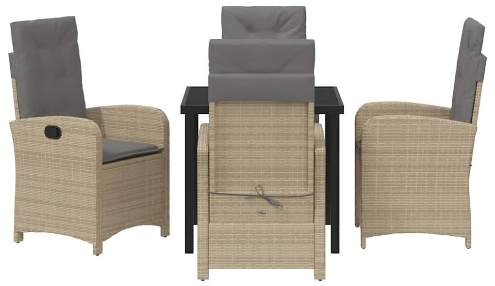 vidaXL Σέτ φαγητού για κήπο με μαξιλάρι 5 pcs Μπεζ συνθετικό ρατάν