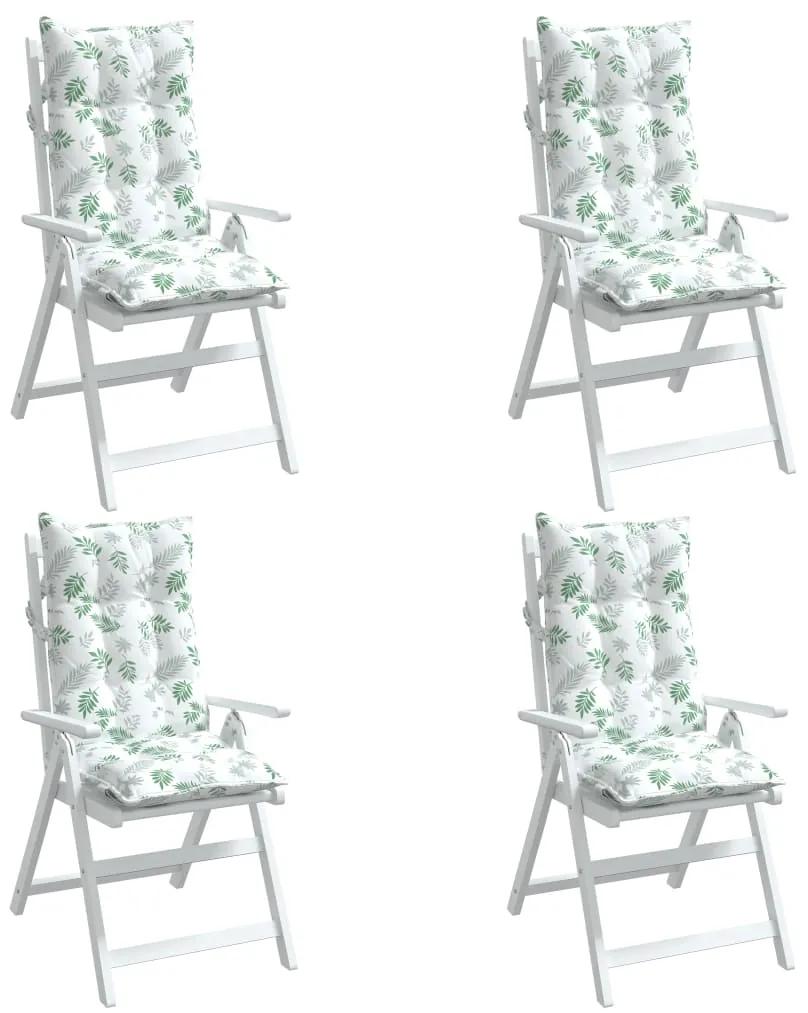 vidaXL Μαξιλάρια Καρέκλας με Ψηλή Πλάτη 4 τεμ. Σχ. Φύλλα Ύφασμα Oxford