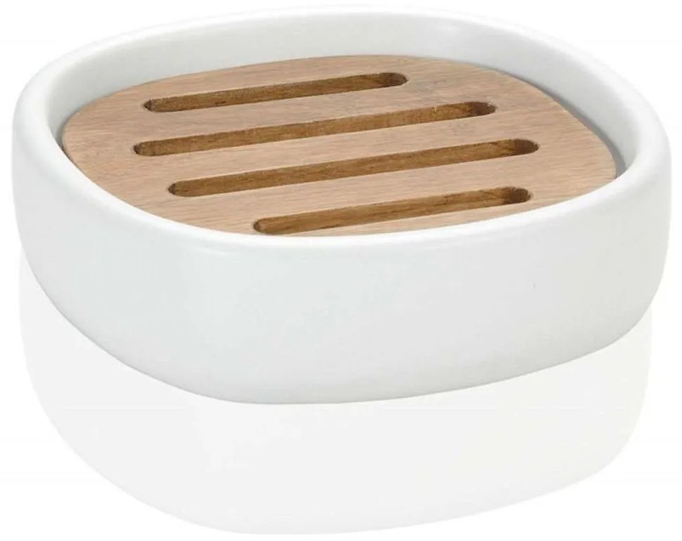 Σαπουνοθήκη Cermanic LBTAH-BA18221 13x13x4cm White-Natural Andrea House Ceramic,Wood