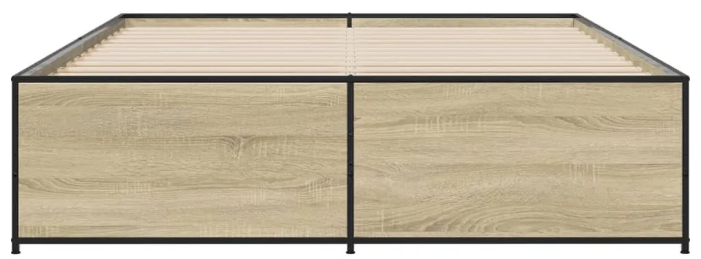 vidaXL Πλαίσιο Κρεβατιού Sonoma Δρυς 150x200 εκ. Επεξ. Ξύλο &amp; Μέταλλο