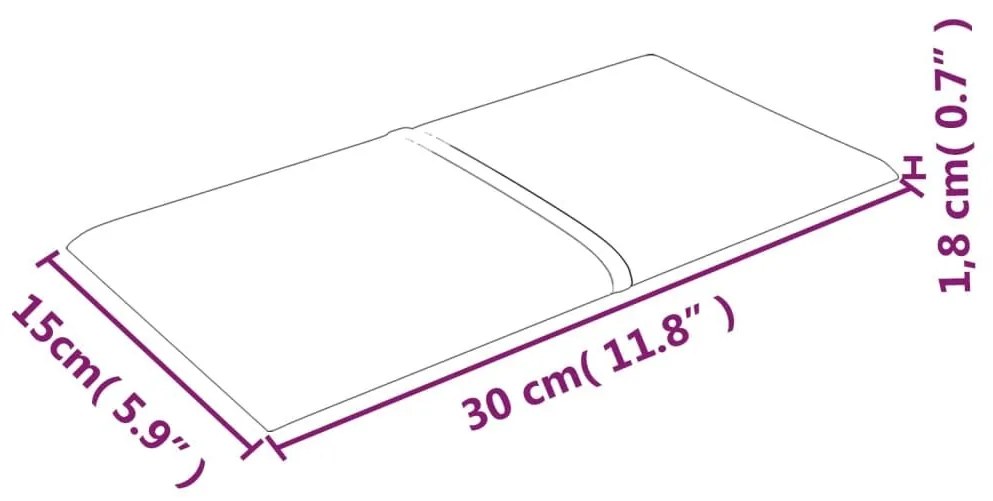 Πάνελ Τοίχου 12 τεμ. Μοβ 30 x 15 εκ. 0,54 μ² Υφασμάτινα - Μωβ