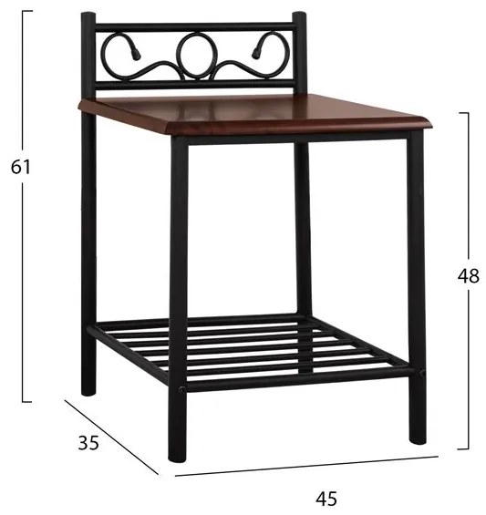 ΚΟΜΟΔΙΝΟ SUZIE HM388 ΑΠΟ ΜΕΤΑΛΛΟ ΚΑΙ ΞΥΛΟ 45x35x48-61 εκ. - 0508225 - HM388