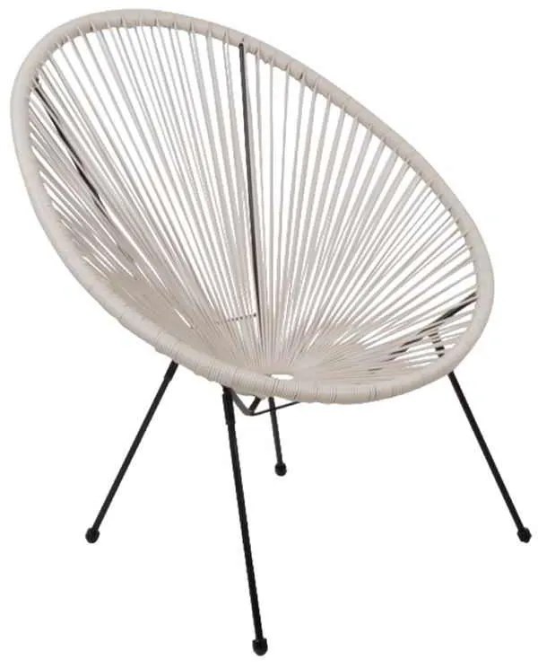 ACAPULCO Πολυθρόνα Μέταλλο Βαφή Μαύρο, Rattan Άσπρο 73x76x89cm