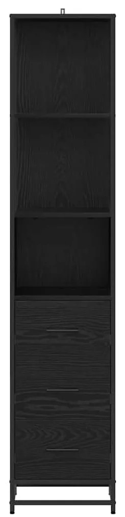 vidaXL Ντουλάπι Μπάνιου με συρτάρι Μαύρη δρυς 35 x 37.5 x 166 εκ.