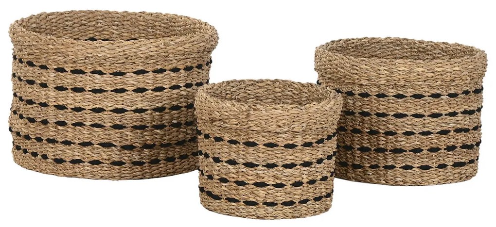 Διακοσμητικό Καλάθι Home ESPRIT Μαύρο Φυσικό Γιούτα Θαλασσινό γρασίδι (3 Τεμάχια)
