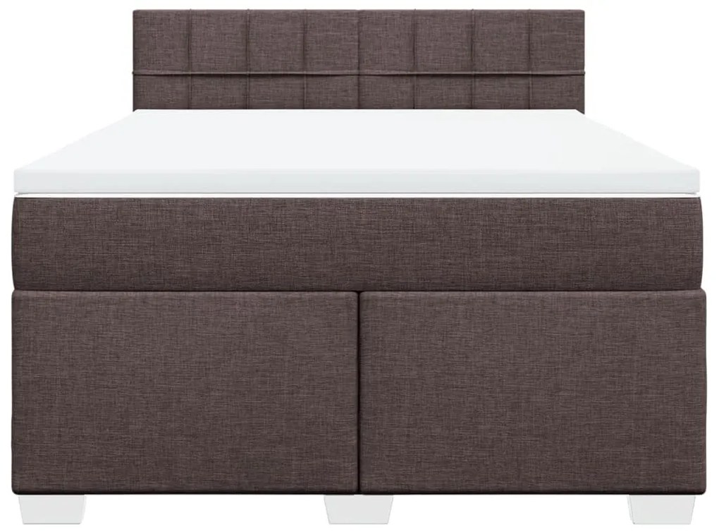 vidaXL Κρεβάτι Boxspring με Στρώμα Σκούρο Καφέ 140x190 εκ. Υφασμάτινο