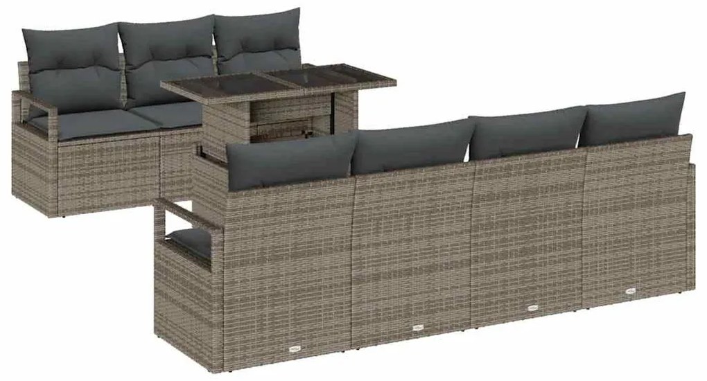 vidaXL Σετ Καναπέ Κήπου με μαξιλάρι 8 pcs Γκρι 100 x 55 x 73 εκ