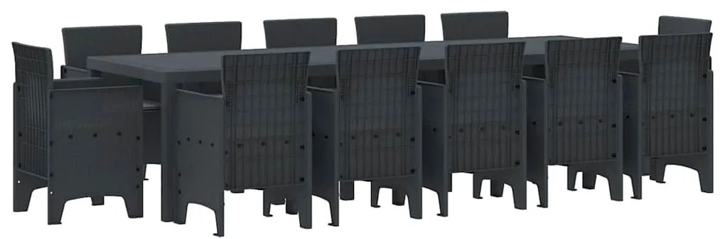 vidaXL Σέτ φαγητού για κήπο με μαξιλάρι 13 pcs Ανθρακί Πλαστικό