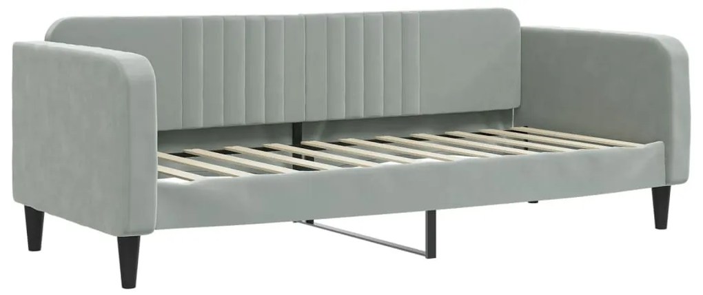 vidaXL Καναπές Κρεβάτι με Στρώμα Ανοιχτό Γκρι 80 x 200 εκ. Βελούδινος