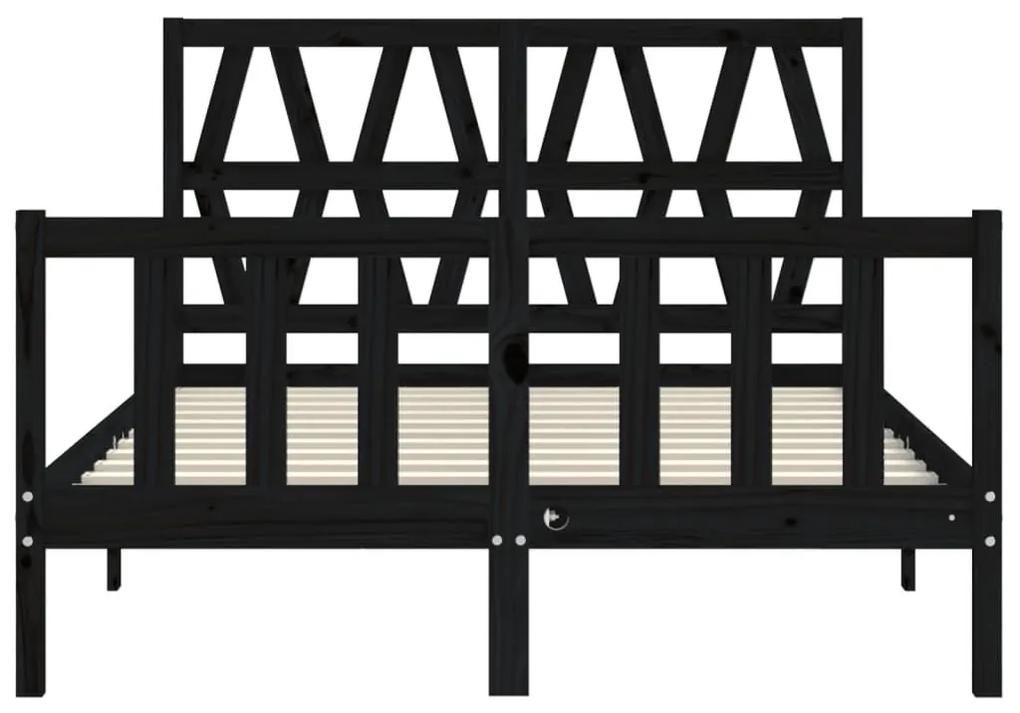 Πλαίσιο Κρεβατιού με Κεφαλάρι Μαύρο 140x200 εκ. Μασίφ Ξύλο - Μαύρο