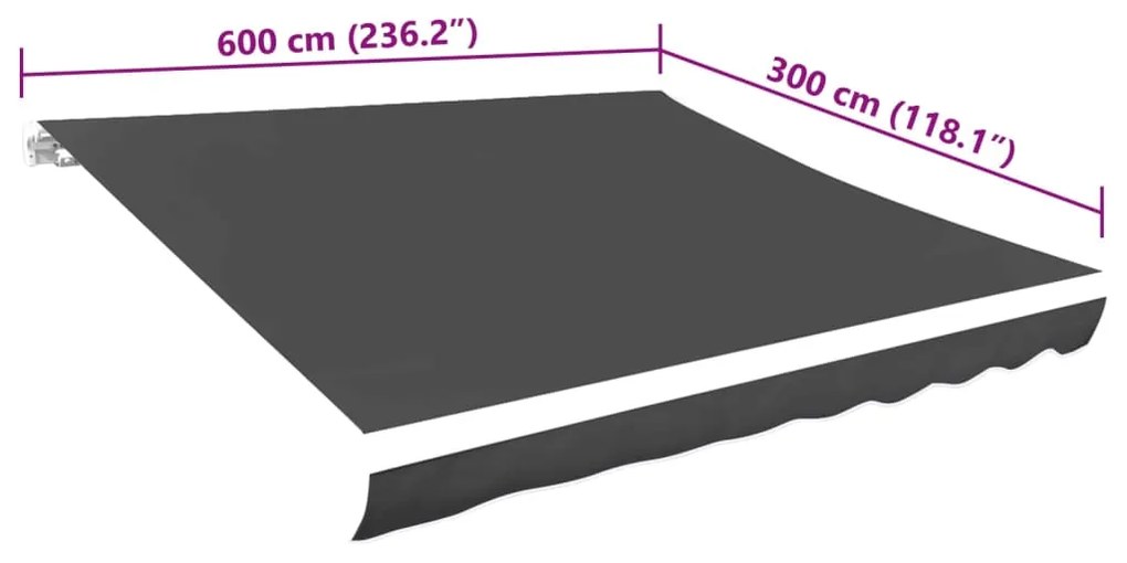 vidaXL Τεντόπανο Ανθρακί 600 x 300 εκ. από Καραβόπανο