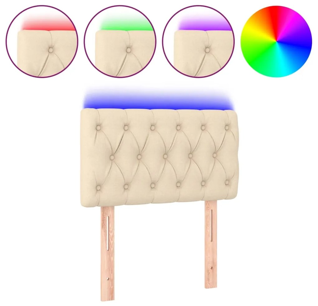 vidaXL Κεφαλάρι Κρεβατιού LED Κρεμ 80x7x78/88 εκ. Υφασμάτινο