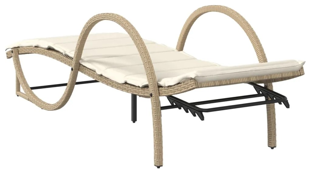 vidaXL Ξαπλώστρες 2 τεμ. Μπεζ από Συνθετικό Ρατάν με Τραπέζι