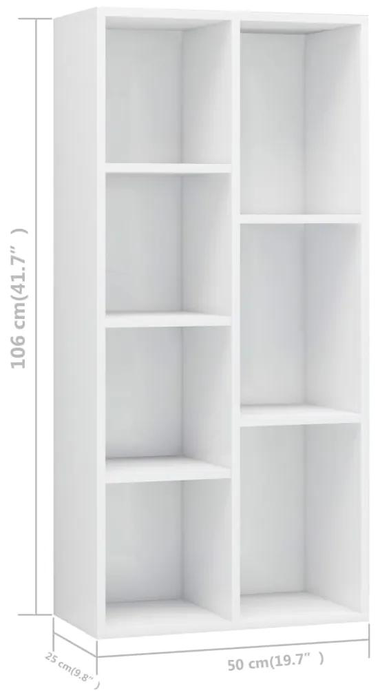 vidaXL Βιβλιοθήκη Γυαλιστερό Λευκό 50 x 25 x 106 εκ. από Μοριοσανίδα