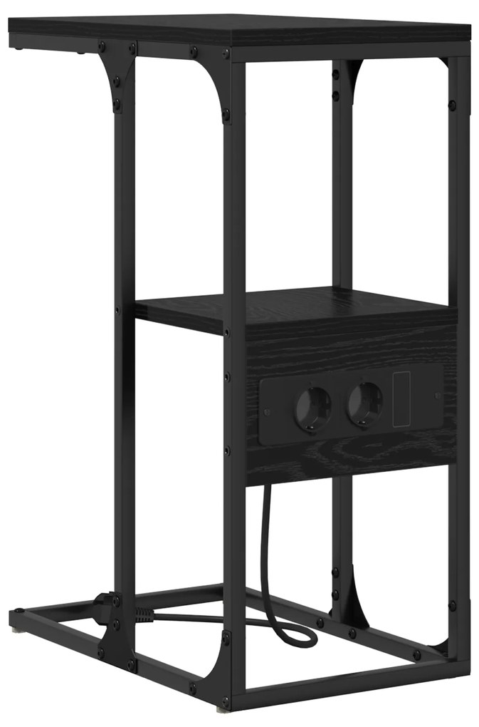 vidaXL Κομοδίνο Μαύρη δρυς 41.5 x 26 x 60.5 εκ Επεξεργασμένο ξύλο