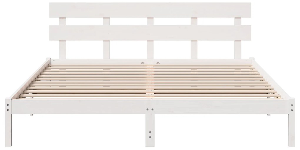 vidaXL Κρεβάτι με Κεφαλάρι Λευκό 180x200 εκ Μασίφ Ξύλο Πεύκου