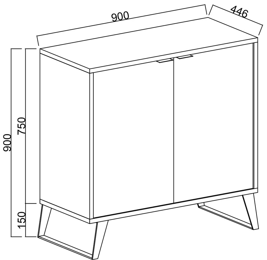 Μπουφές από Ξύλο VECTOR Ανθρακί-Καρυδί 90x44.6x90cm