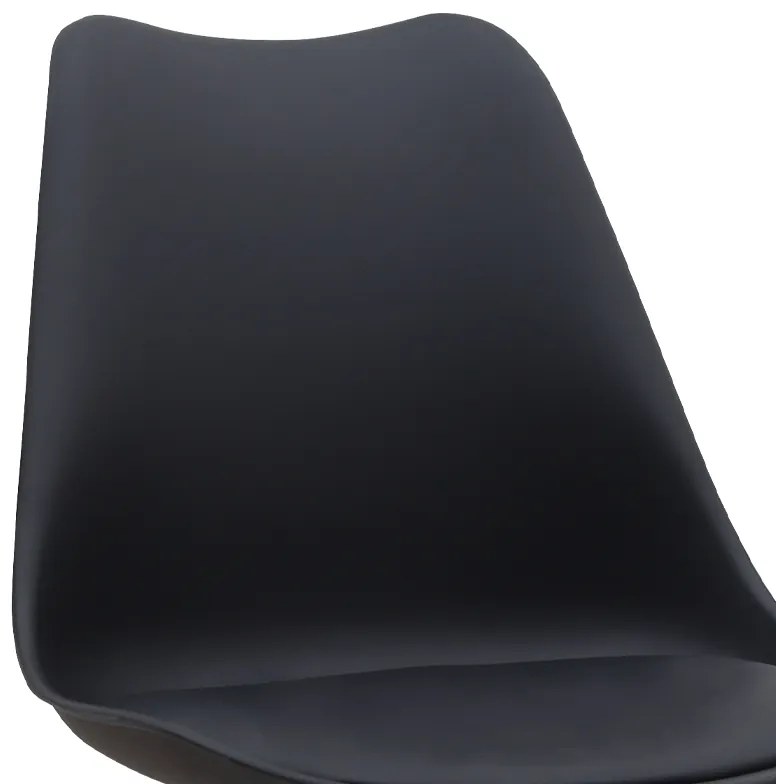 Καρέκλα τραπεζαρίας Viva Megapap PP - PU μαύρο - ξύλινο φυσικό πόδι 48,5x54x80εκ.