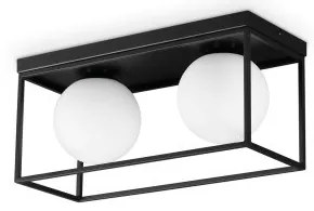 Πλαφονιέρα Φωτιστικό Οροφής 2xE14 Μαύρο Lingotto 304137 Ideal Lux 304137