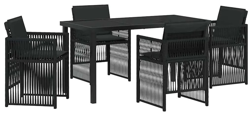 vidaXL Σέτ φαγητού για κήπο 5 pcs Μαύρο Πολυ ράταν