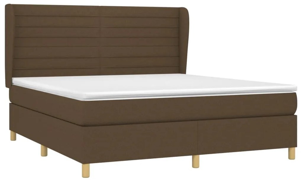 Κρεβάτι Boxspring με Στρώμα Σκούρο Καφέ 180x200 εκ Υφασμάτινο - Καφέ