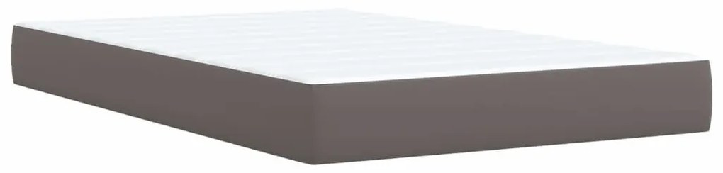 Κρεβάτι Boxspring με Στρώμα Γκρι 120x190εκ. από Συνθετικό Δέρμα - Γκρι