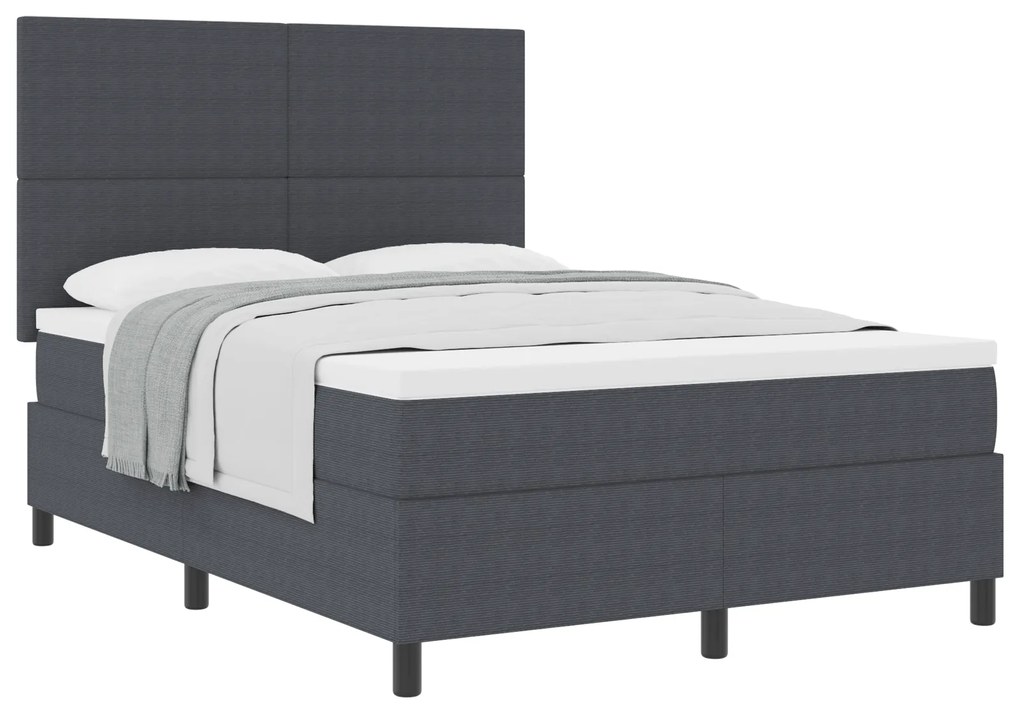 vidaXL Κρεβάτι Box Spring με Στρώμα Σκούρο Γκρι 160x200 εκ Βελούδινο Ύφασμα