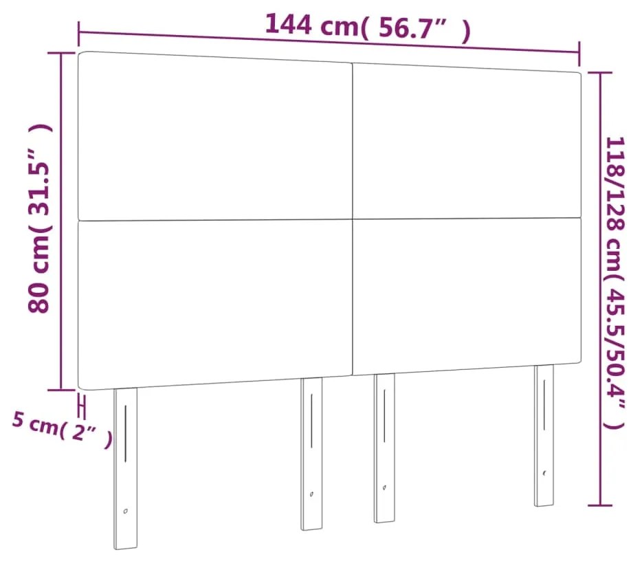 vidaXL Κεφαλάρι Κρεβατιού LED Ανοιχτό Γκρι 144x5x118/128 εκ. Βελούδινο