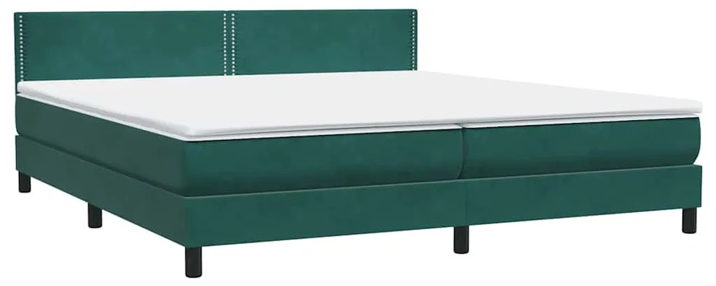 vidaXL Κρεβάτι Boxspring με Στρώμα Σκούρο Πράσινο 200x210εκ. Βελούδινο