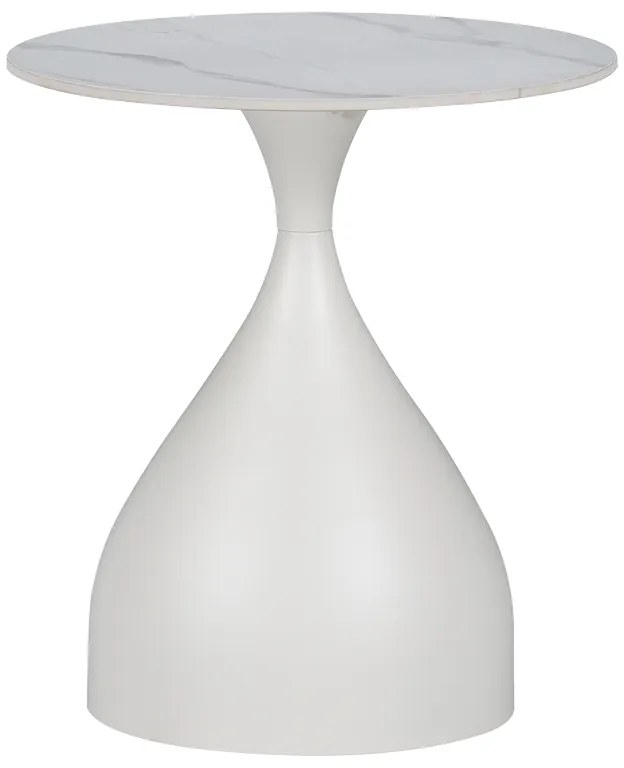 Intrahome Βοηθητικό τραπέζι Kirkene intrahome sintered stone σε απόχρωση λευκό μαρμάρου με λευκό μέταλλο Φ50x50εκ | SKU: INTRAPA-130111388