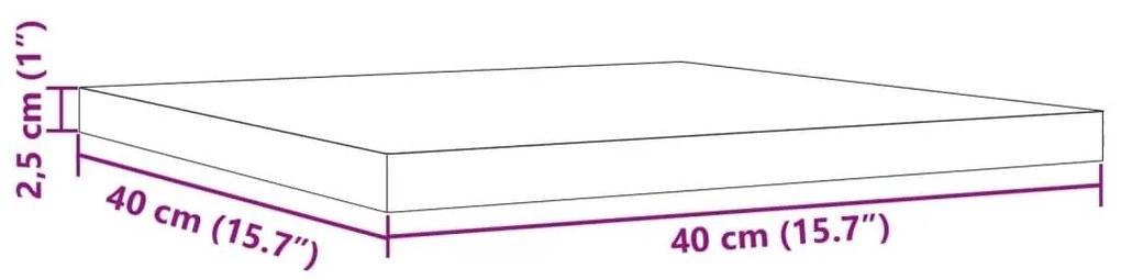 Επιφάνεια Τραπεζιού Τετράγωνη 40x40x2,5 εκ. Μασίφ Ξύλο Πεύκου - Καφέ