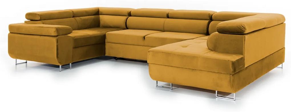 Γωνιακός καναπές κρεβάτι Tika 340x90x202cm μουσταρδί με αποθηκευτικό χώρο BOG18043