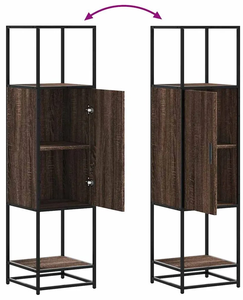 Highboard καφέ δρυς Κατασκευασμένο ξύλο και μέταλλο - καφέ δρυς