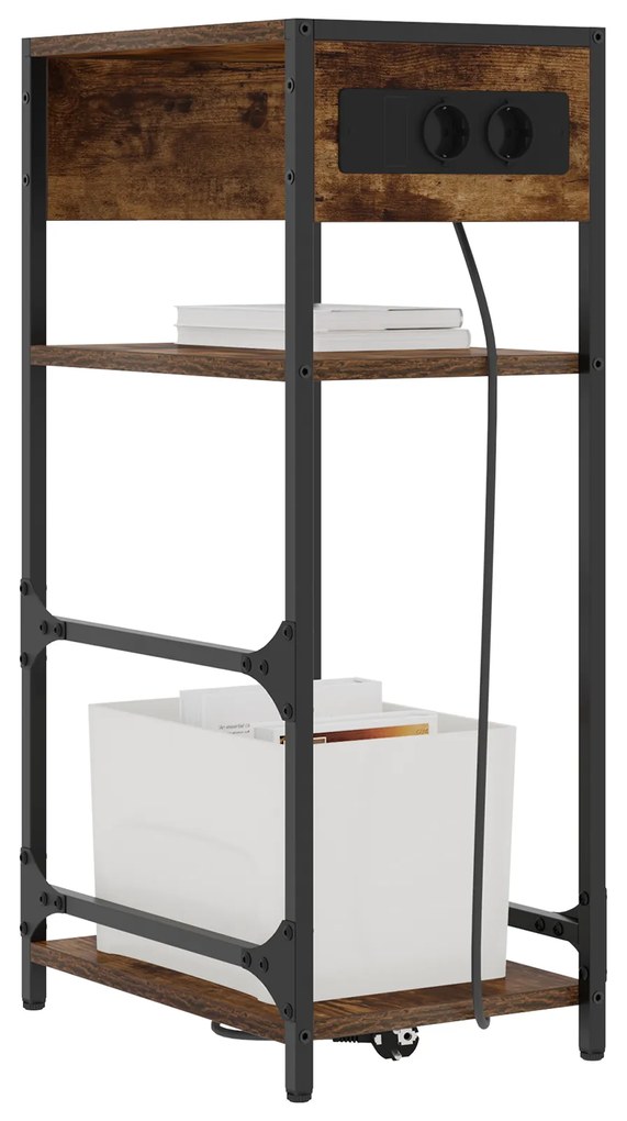 vidaXL Κομοδίνο Καπνιστή δρυς 40 x 27 x 76 εκ Επεξεργασμένο ξύλο