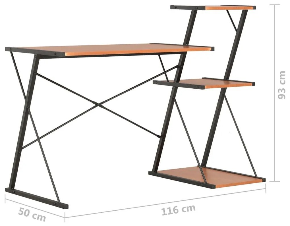 Γραφείο με Ράφια Μαύρο / Καφέ 116 x 50 x 93 εκ. - Μαύρο