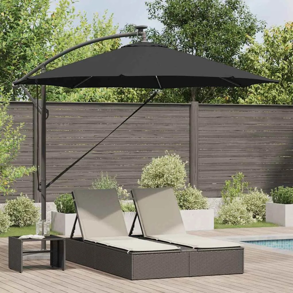 vidaXL Ομπρέλα Cantilever Banana με κλειδαριά Μαύρο 294 x 294 x 248 cm