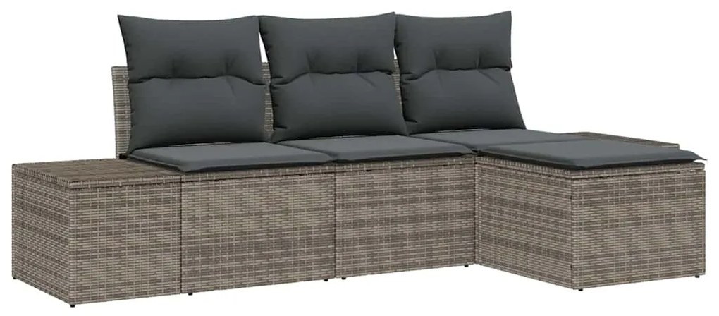 vidaXL Σετ Καναπέ Κήπου 4 pcs Γκρι Πολυ rattan, βαμμένο ατσάλι