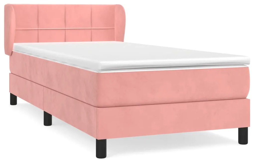 vidaXL Κρεβάτι Boxspring με Στρώμα Ροζ 80 x 200 εκ. Βελούδινο