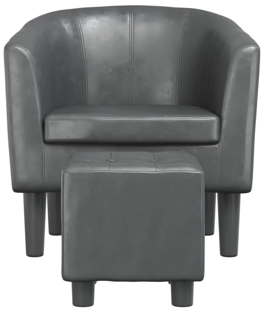 vidaXL Πολυθρόνα Μπάρελ με Υποπόδιο Γκρι από Συνθετικό Δέρμα