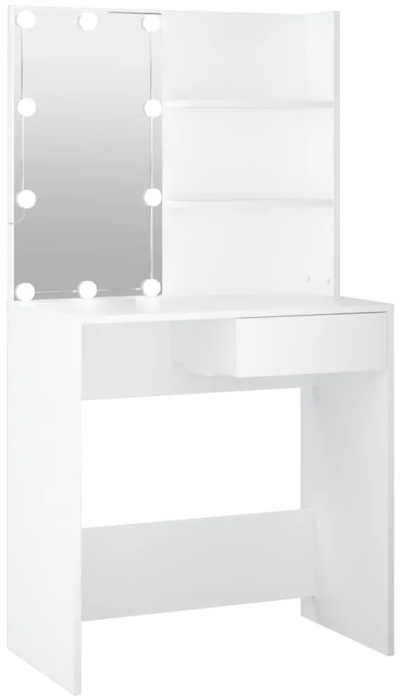 vidaXL Μπουντουάρ με LED Λευκό 74,5 x 40 x 141 εκ.