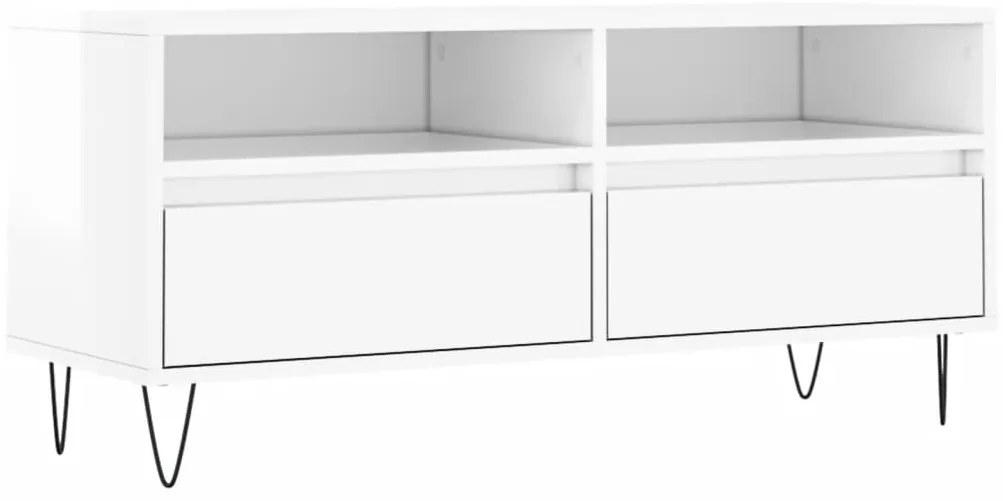 vidaXL Έπιπλο Τηλεόρασης Γυαλ. Λευκό 100x34,5x44,5 εκ. Επεξεργ. Ξύλο