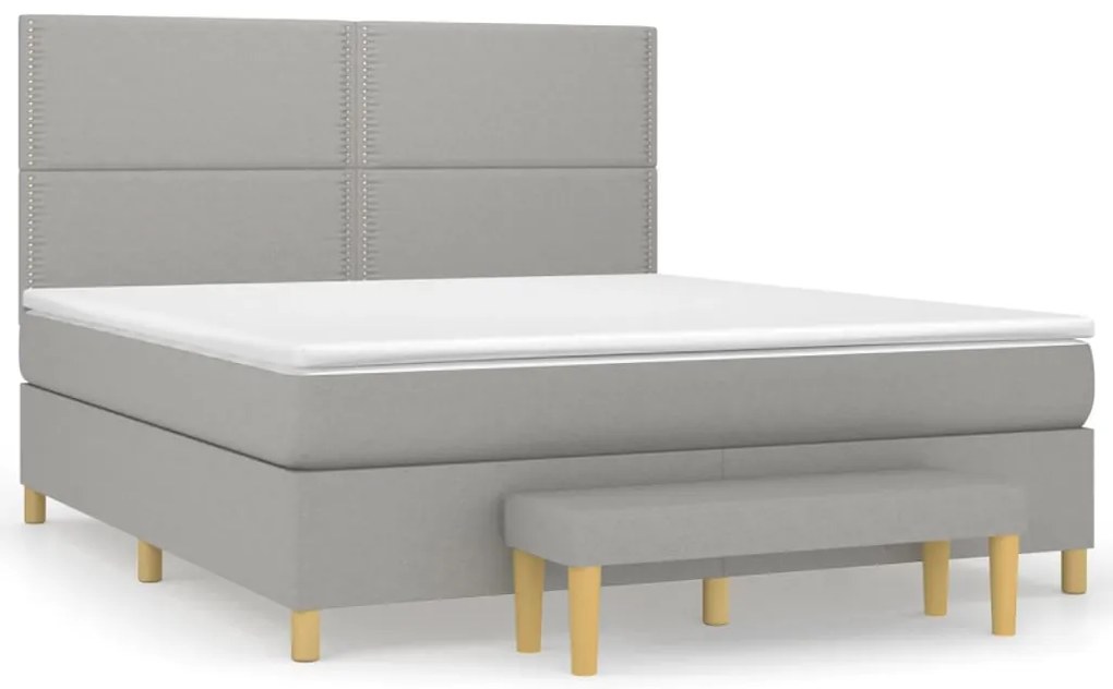 vidaXL Κρεβάτι Boxspring με Στρώμα Ανοιχτό Γκρι 180x200 εκ. Υφασμάτινο