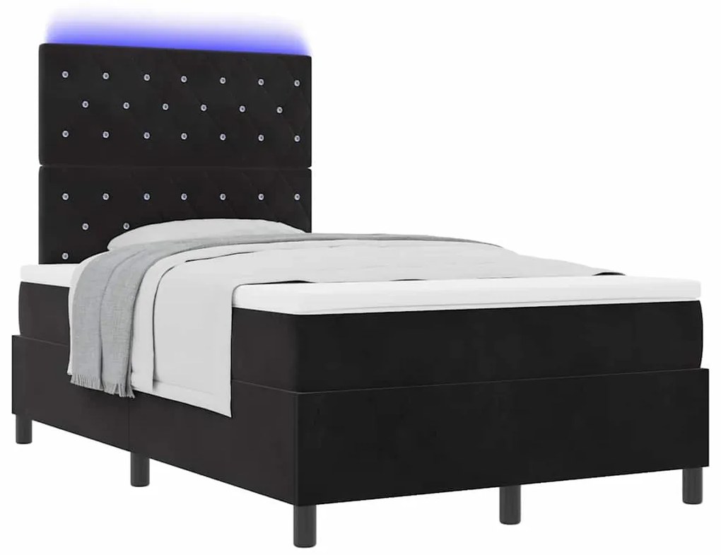 vidaXL Κρεβάτι με ελατήρια με στρώμα Μαύρο 120 x 190 cm Βελούδο