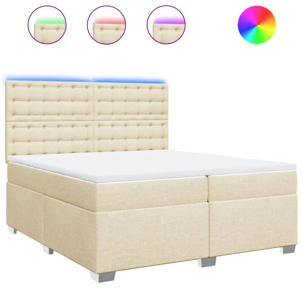 ΚΡΕΒΑΤΙ BOXSPRING ΜΕ ΣΤΡΩΜΑ ΚΡΕΜ 200X200 ΕΚ. ΥΦΑΣΜΑΤΙΝΟ 3292914