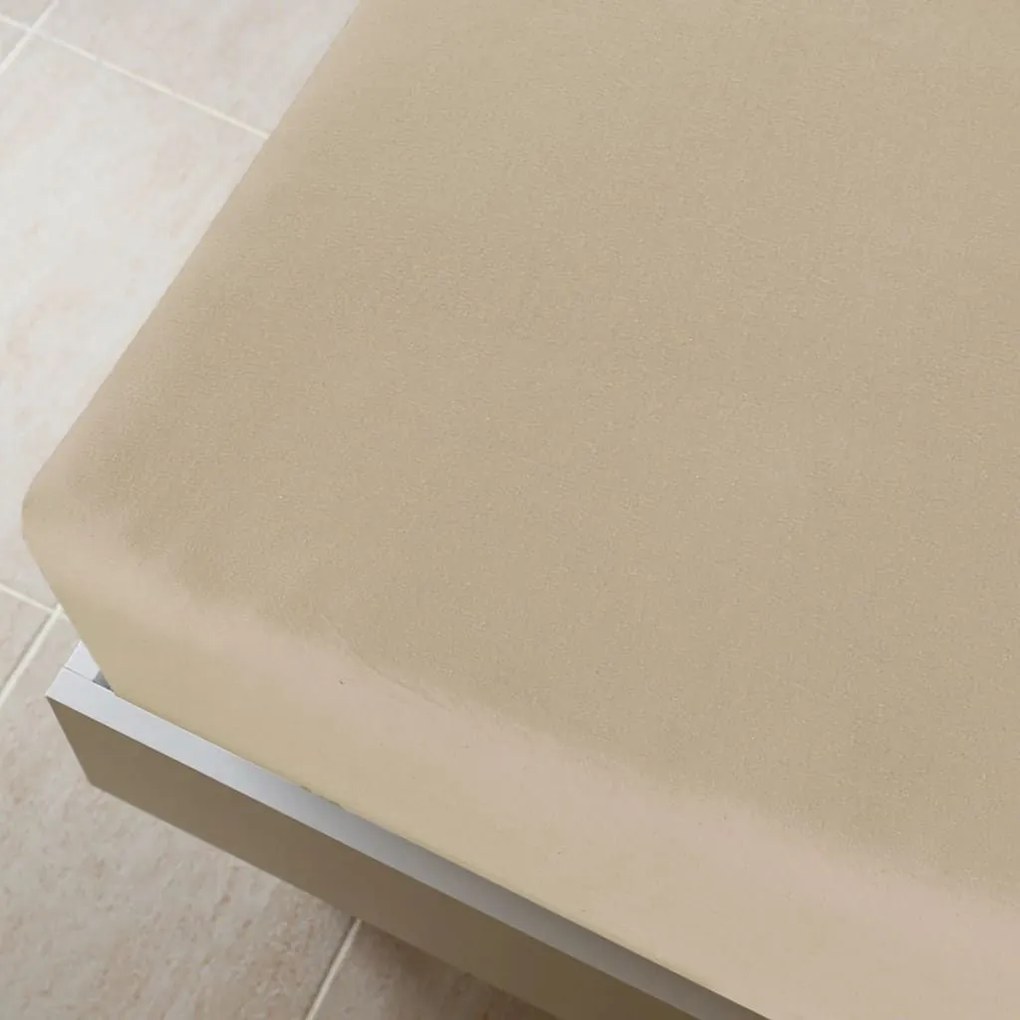 Σεντόνι με Λάστιχο Taupe 160x200 εκ. Βαμβακερό Ζέρσεϊ - Μπεζ-Γκρι