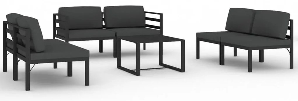 vidaXL Σαλόνι Κήπου 7 Τεμαχίων Ανθρακί Αλουμινίου με Μαξιλάρια