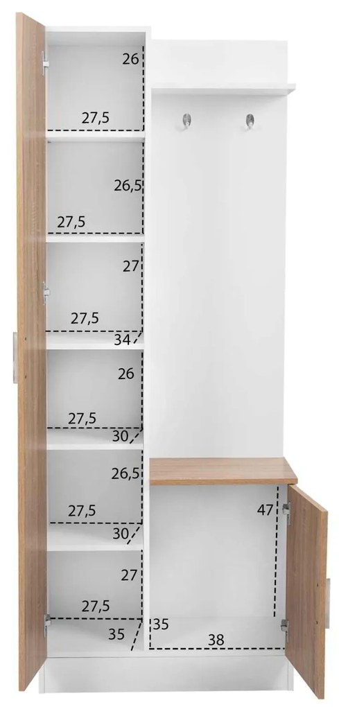 ΕΠΙΠΛΟ ΕΙΣΟΔΟΥ ΜΕ ΚΑΘΡΕΠΤΗ JANICE HM2264 SONAMA ΛΕΥΚΟ 70x37x181 εκ.